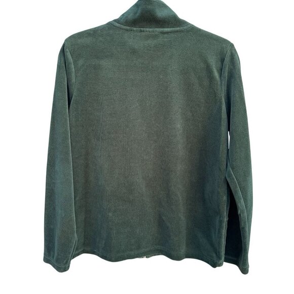 Onque Casual Vintage Womens Green Quilted Front Velour High Collar Zip Jacket M - Picture 7 of 9